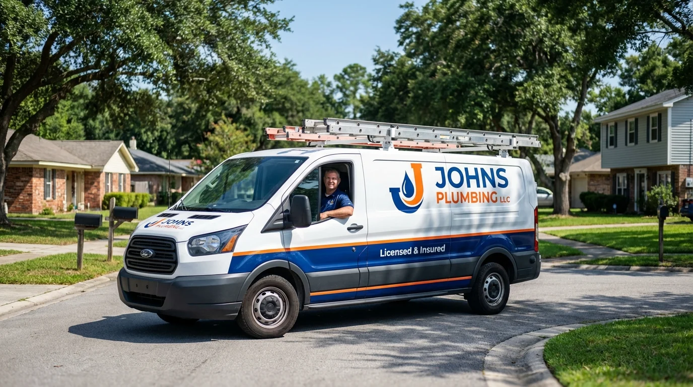 Johns Plumbing LLC service van in Hastings, NE