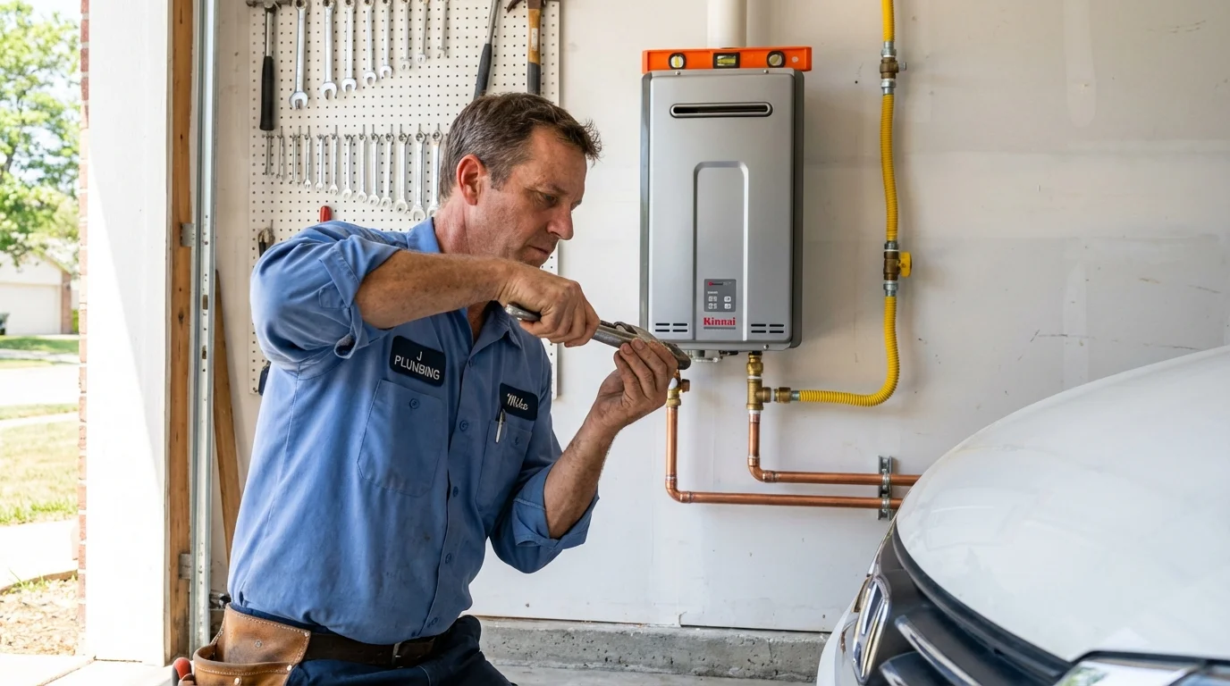 Tankless water heater installation by a Johns Plumbing LLC plumber in Hastings